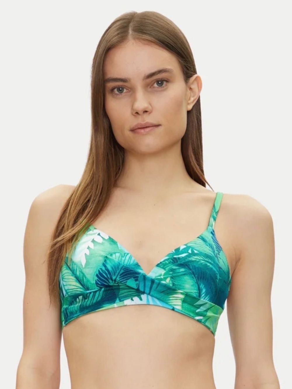 Ralph Lauren Green Tropical Print Bikini TOP ONLY Size 8